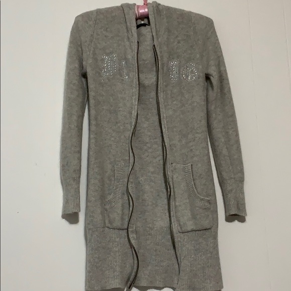 BCBGMaxAzria Sweaters - BCBG angora cashmere grey sweater zip